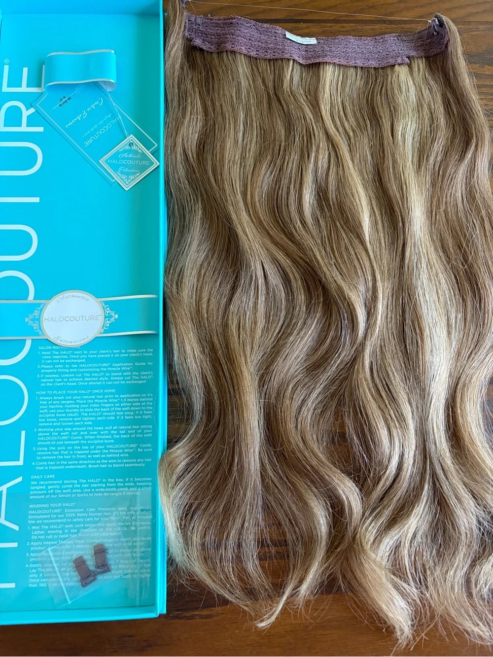Halocouture Halo Hair Extensions 20 in 4-27 Medium Brown Highlights